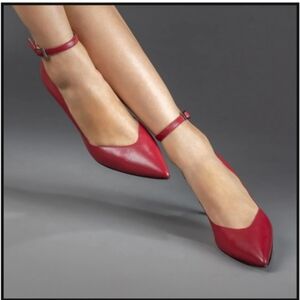 Antonia Saint Luxe Lasso Red Ankle Strap Pointed Toe